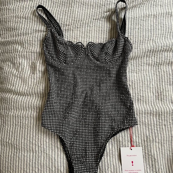 Rouje Black and White Checkered One Piece Swimsuit - Picture 7 of 9
